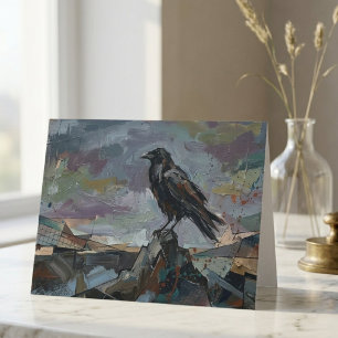 Moody Gothic Impasto Raven Art Gift for Her Note Card