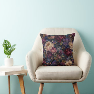 Moody gothic Impressionist Floral Garden home Cushion