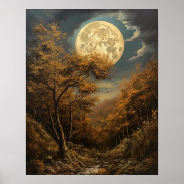 Moody Gothic Moon Art Print Poster (Front)