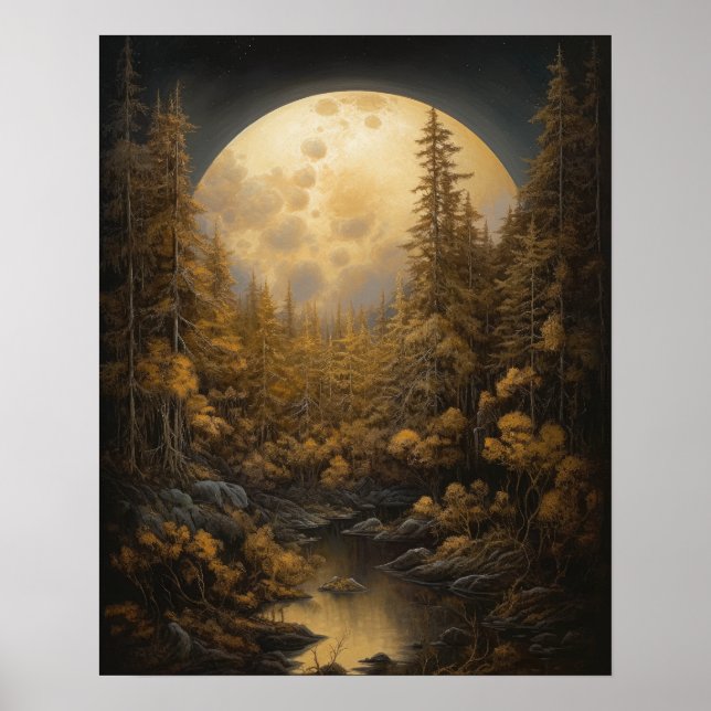 Moody Gothic Moon Art Print Poster (Front)