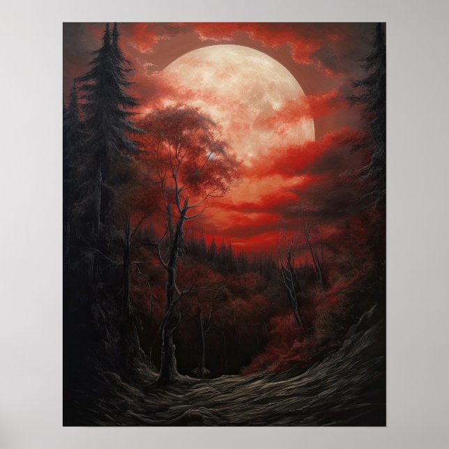 Moody Gothic Moon Art Print Poster (Front)