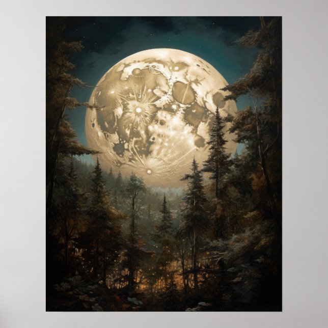 Moody Gothic Moon Art Print Poster (Front)