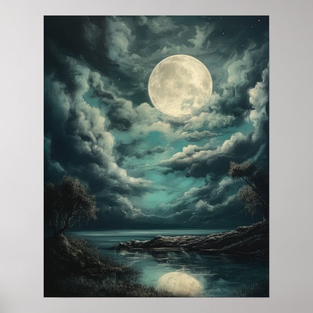 Moody Gothic Moon Art Print Poster (Front)