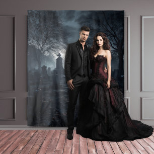 Moody Gothic Moonlit Monument Graveyard XLarge Tapestry