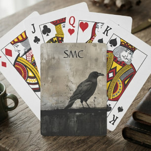 Moody Gothic Onyx Raven Silhouette Playing Cards