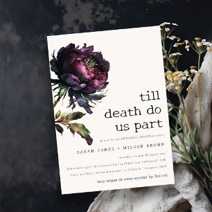 Moody Gothic Purple Black Peony Rehearsal Dinner Invitation