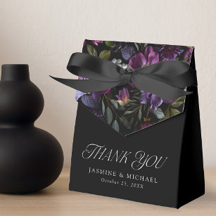 Moody Gothic Purple Floral Wedding Thank You Favour Box
