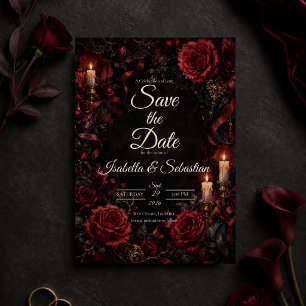 Moody Gothic Rose Wedding Save The Date