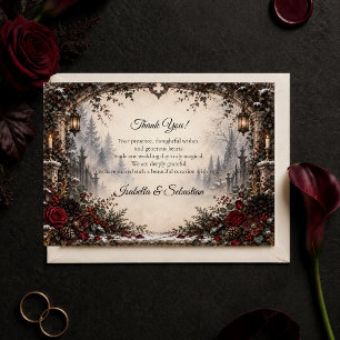 Moody Gothic Winter Wedding Thank You Card