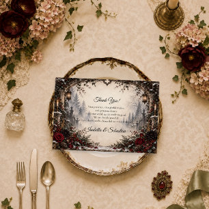 Moody Gothic Winter Wedding Thank You Card