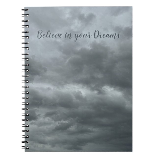 Moody Gray Clouds Photo Spiral Notebook (Front)