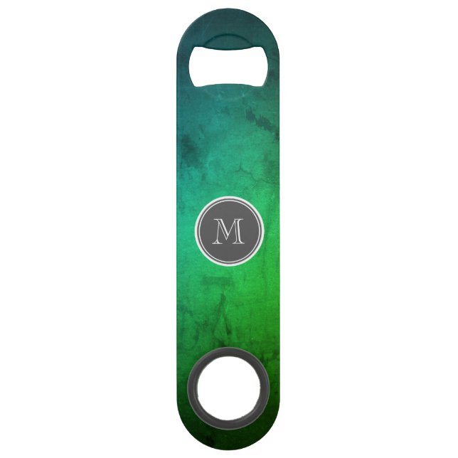 Moody Green Black Monogram Bar Key (Front)