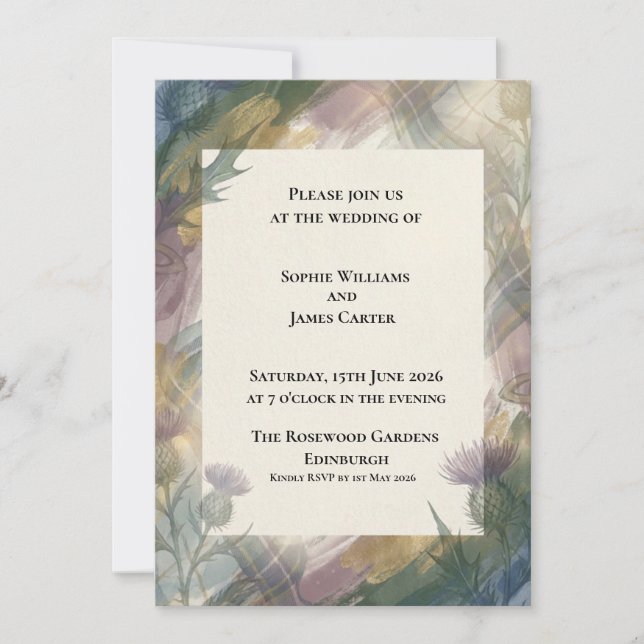 Moody Green Botanical Wedding Invitation (Front)