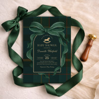 Moody Green Bow Equestrian Tartan Polo Baby Shower