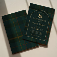 Moody Green Equestrian Plaid Polo Boy Baby Shower