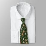 Moody Green Woodland Forest Animals Greenery Tie<br><div class="desc">This adorable design belongs to our FOREST FABLE collection. It features our original watercolor illustration depicting whimsical woodland animals and elegant botanical greenery leaves.</div>