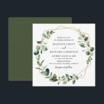 Moody Greenery with Gold Geometric Frame Wedding Invitation<br><div class="desc">This modern customisable Wedding Invitation features a gold geometric frame decorated with moody watercolor greenery foliage & has been paired with a classy serif font. To make advanced changes,  please go select "Click to customise further" option under Personalise this template.</div>