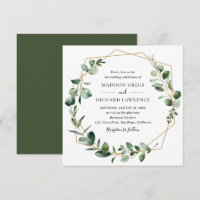 Moody Greenery with Gold Geometric Frame Wedding