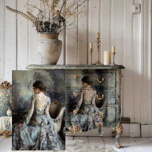 Moody Greys Ethereal Portrait Elegant Woman Tissue Paper