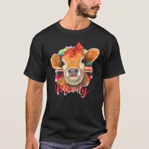 Moody Heifer Floral Cow Farming Farmer Serape T-Shirt