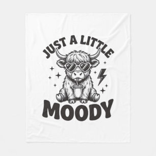 Moody Highland Cow Vintage Engraving Shirt Design_ Fleece Blanket