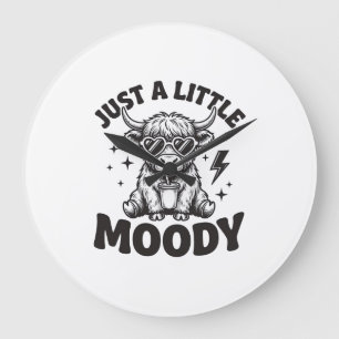 Moody Highland Cow Vintage Engraving Shirt Design_ Large Clock