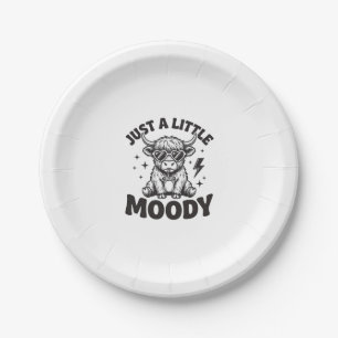 Moody Highland Cow Vintage Engraving Shirt Design_ Paper Plate