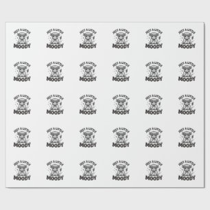 Moody Highland Cow Vintage Engraving Shirt Design_ Wrapping Paper