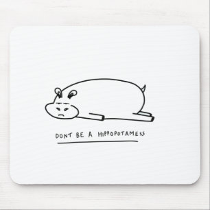 Moody hippo with pun mouse mat