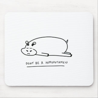 Moody hippo with pun mouse mat