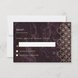 Moody Hues Burgundy Marble RSVP Reply Card