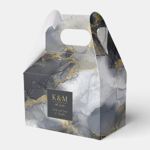 Moody Ink Charcoal Gold Abstract ID988 Favour Box