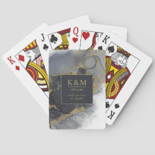 Moody Ink Charcoal Gold Abstract ID988 Playing Cards