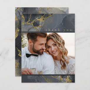 Moody Ink Charcoal Gold Abstract Thank You ID988