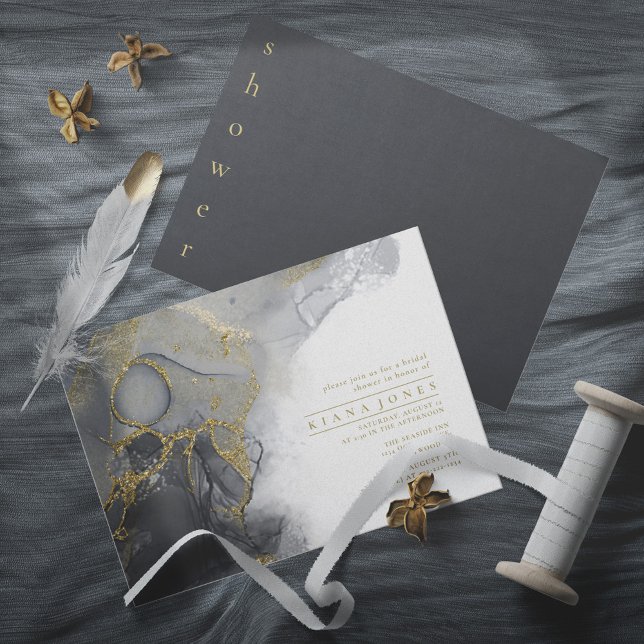 Moody Ink Charcoal Gold Bridal Shower ID988 (Creator Uploaded)