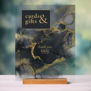 Moody Ink Charcoal Gold Cards & Gifts ID988 Acrylic Sign