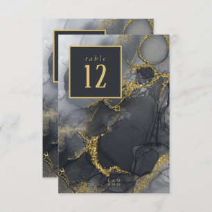 Moody Ink Charcoal Gold Table Number ID988