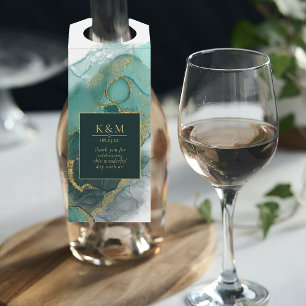 Moody Ink Emerald Gold Abstract ID988 Bottle Tag