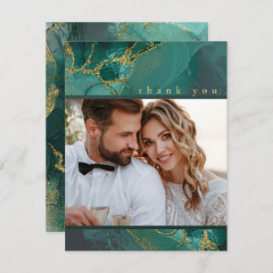 Moody Ink Emerald Gold Abstract Thank You ID988