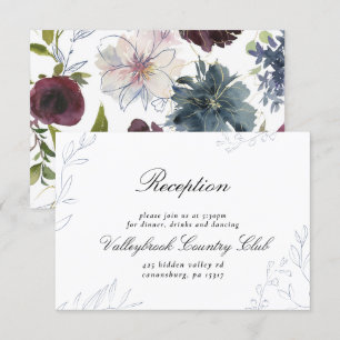 Moody Jewel Tone Floral Wedding Reception Invitation
