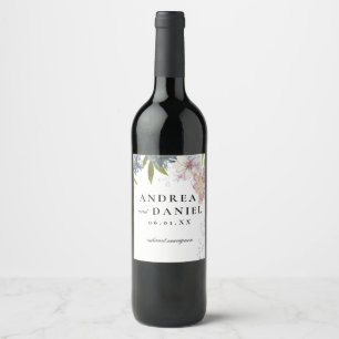 Moody Jewel Tone Floral Wedding Wine Label