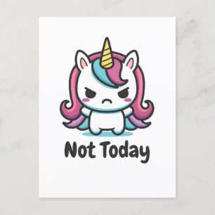 Moody Kawaii Unicorn Custom Text Holiday Postcard