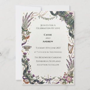 Moody Lavender Floral Wedding Invitation