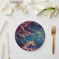 Moody Luxe Marble | Deep Purple and Teal Rose Gold