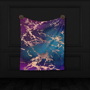 Moody Luxe Marble   Deep Purple and Teal Rose Gold Tapestry
