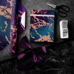 Moody Luxe Marble | Deep Purple and Teal Rose Gold Wrapping Paper<br><div class="desc">Great for DIY crafting, gift wrapping, and furniture decoupage! Dark and sophisticated watercolor marble in a deep moody jewel tone turquoise blue and purple violet elegant unicorn-inspired ombre palette. This feminine hand-painted gradient adds the perfect pop of colour. From the "Modern Watercolor Marbles" collection, this design features abstract fluid swirls...</div>