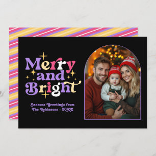 Moody Luxe Modern Retro Christmas Family Photo Holiday Card