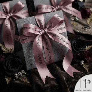 Moody Mauve Fleur-de-Lis Satin Ribbon