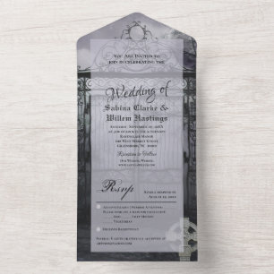 Moody Mediaeval All in One Wedding RSVP Invite