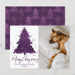 Moody Merry Christmas   Deep Plum Purple Photo Holiday Card